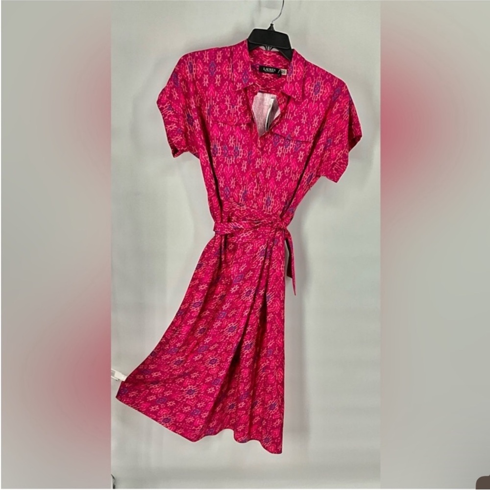 Ralph Lauren Pink Floral Midi Shirt Dress